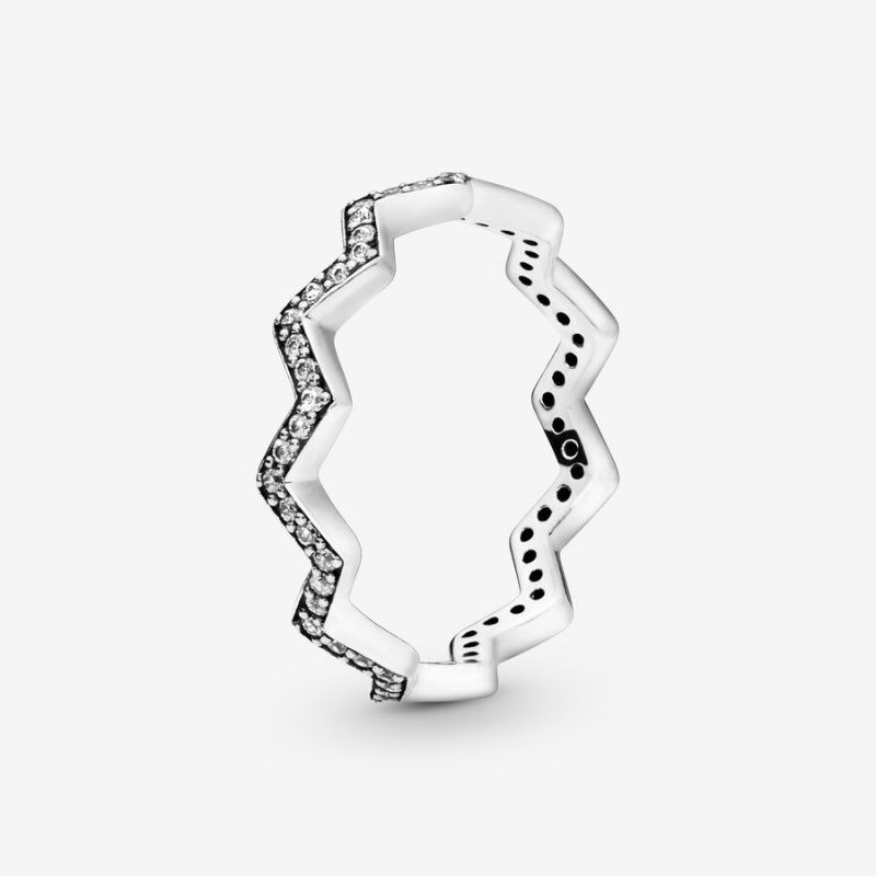 Sterling Silver Pandora Shimmering Zigzag Stackable Rings | 241-UCAFMT