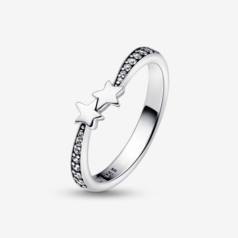 Sterling Silver Pandora Shooting Stars Sparkling Stackable Rings | 824-HZEOYD