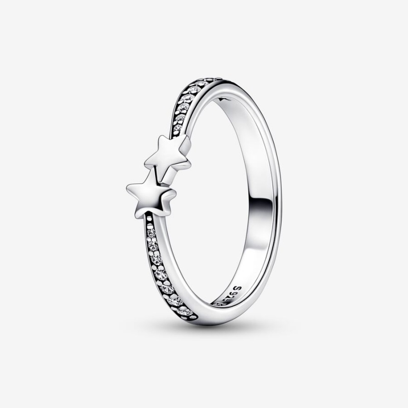 Sterling Silver Pandora Shooting Stars Sparkling Stackable Rings | 824-HZEOYD