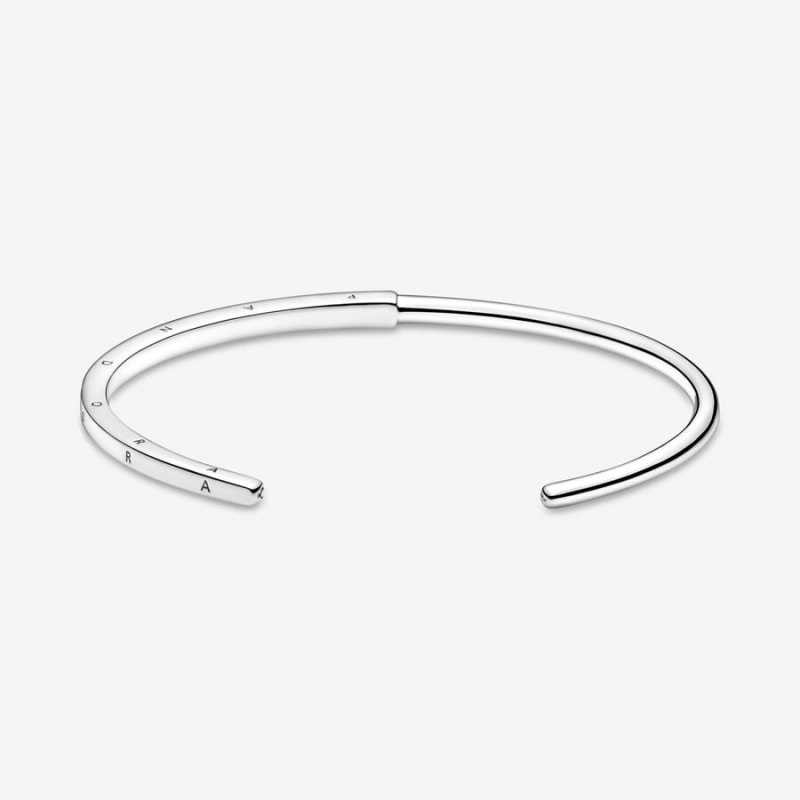 Sterling Silver Pandora Signature I-D Open Bangle Bangles | 328-CDLKJH