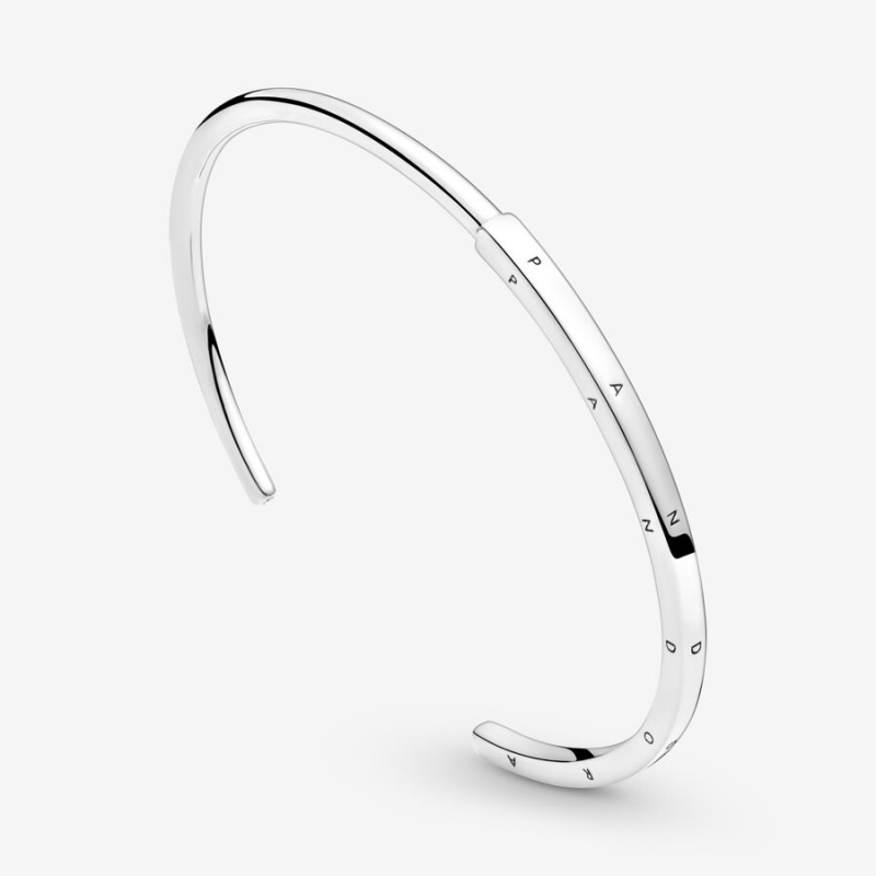 Sterling Silver Pandora Signature I-D Open Bangle Bangles | 328-CDLKJH