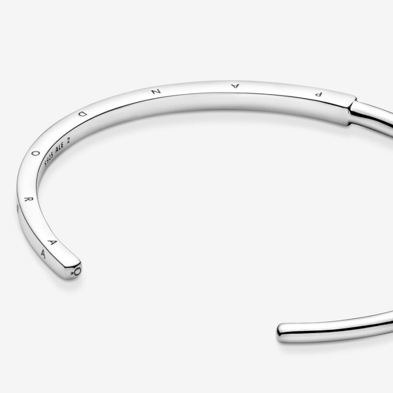 Sterling Silver Pandora Signature I-D Open Bangle Bangles | 328-CDLKJH