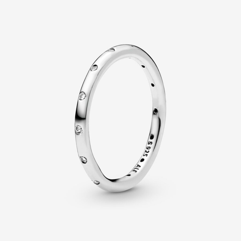 Sterling Silver Pandora Simple Sparkling Band Rings | 725-ZGENFY