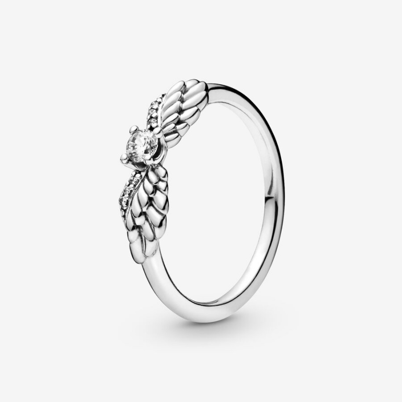 Sterling Silver Pandora Sparkling Angel Wings Statement Rings | 145-TSREPA