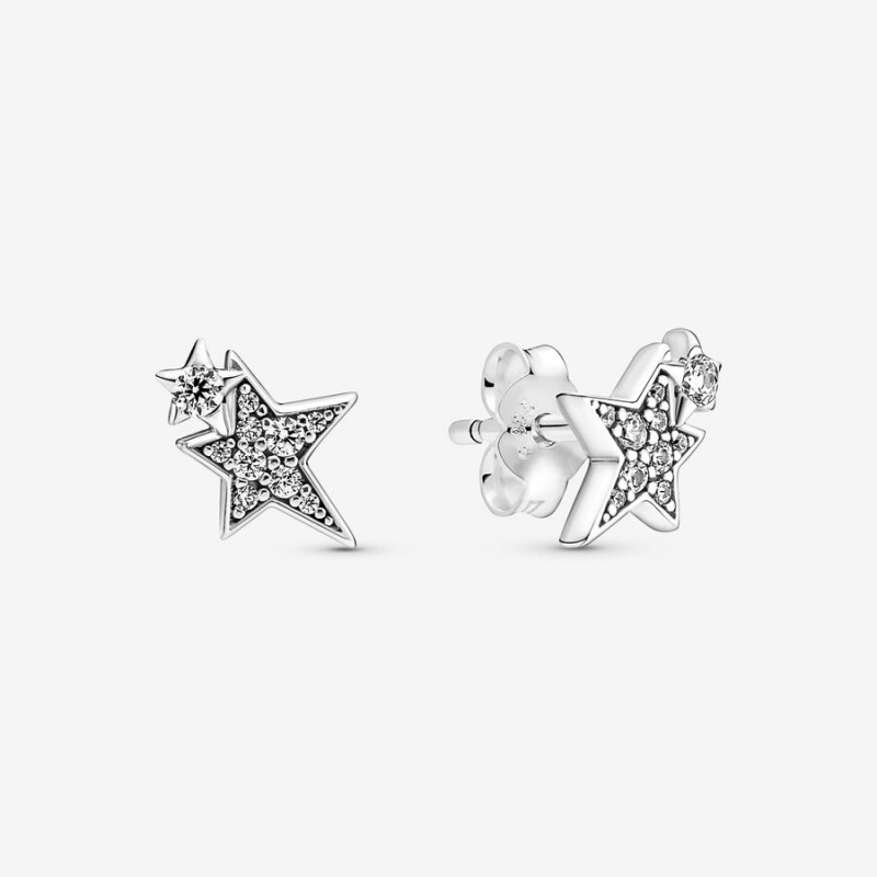 Sterling Silver Pandora Sparkling Asymetric Star Jewelry Gift Set Pendant Necklaces | 480-UFBNIS