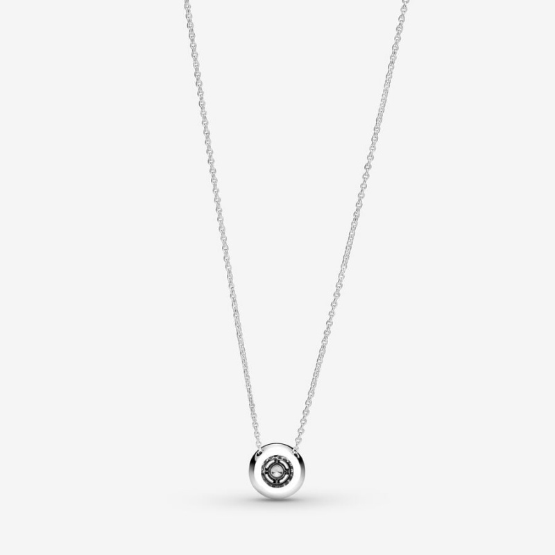 Sterling Silver Pandora Sparkling Double Halo Collier Pendant Necklaces | 273-ITSOXV