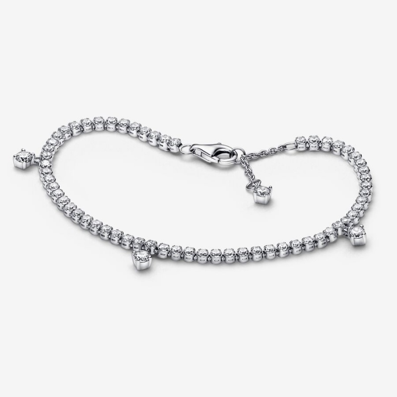 Sterling Silver Pandora Sparkling Drops Tennis Non-charm Bracelets | 079-YOVTRK