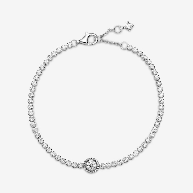 Sterling Silver Pandora Sparkling Halo Tennis Non-charm Bracelets | 279-DLWAUS