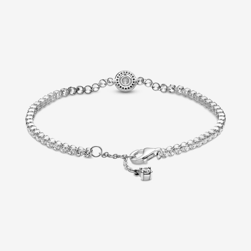 Sterling Silver Pandora Sparkling Halo Tennis Non-charm Bracelets | 279-DLWAUS