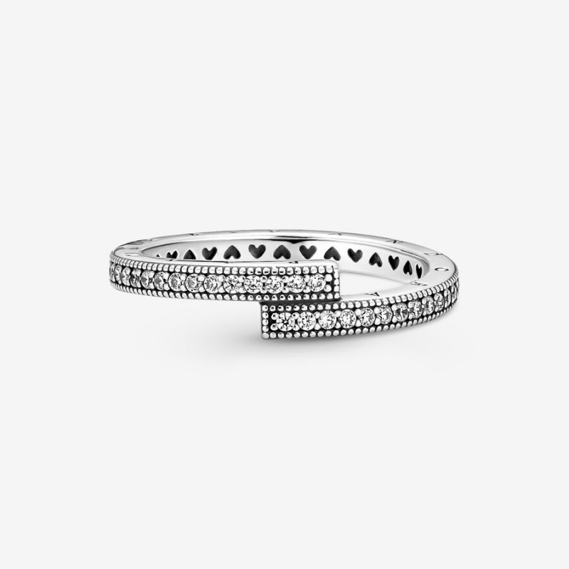 Sterling Silver Pandora Sparkling Overlapping Band Rings | 879-XOWREK