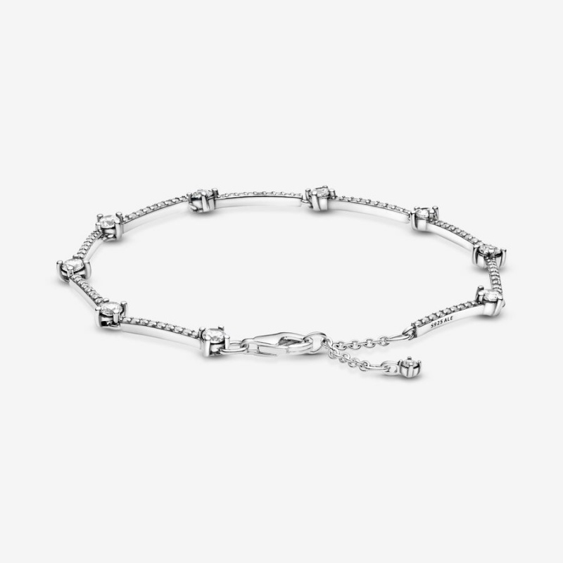 Sterling Silver Pandora Sparkling Pavé Bars Non-charm Bracelets | 249-KAEZOH