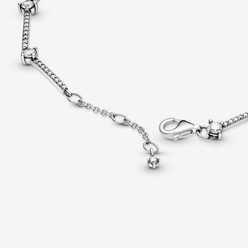 Sterling Silver Pandora Sparkling Pavé Bars Non-charm Bracelets | 249-KAEZOH