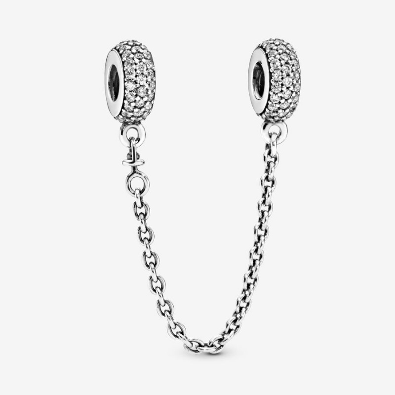 Sterling Silver Pandora Sparkling Pavé Safety Safety Chains | 542-CZIVHG