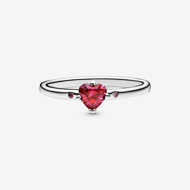 Sterling Silver Pandora Sparkling Red Halo & Solitaire Rings | 429-MOWECU