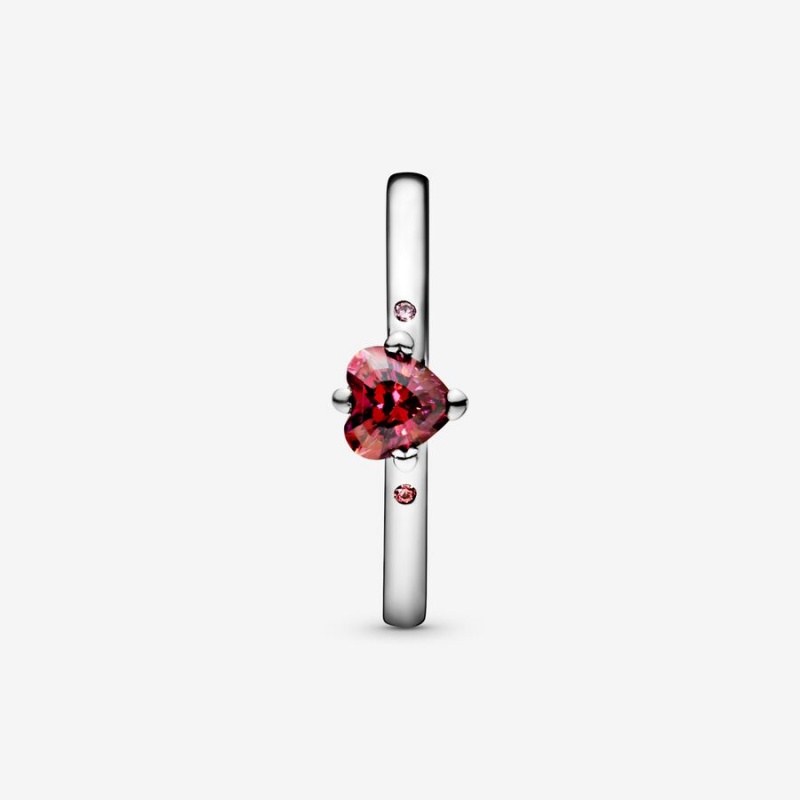 Sterling Silver Pandora Sparkling Red Halo & Solitaire Rings | 429-MOWECU