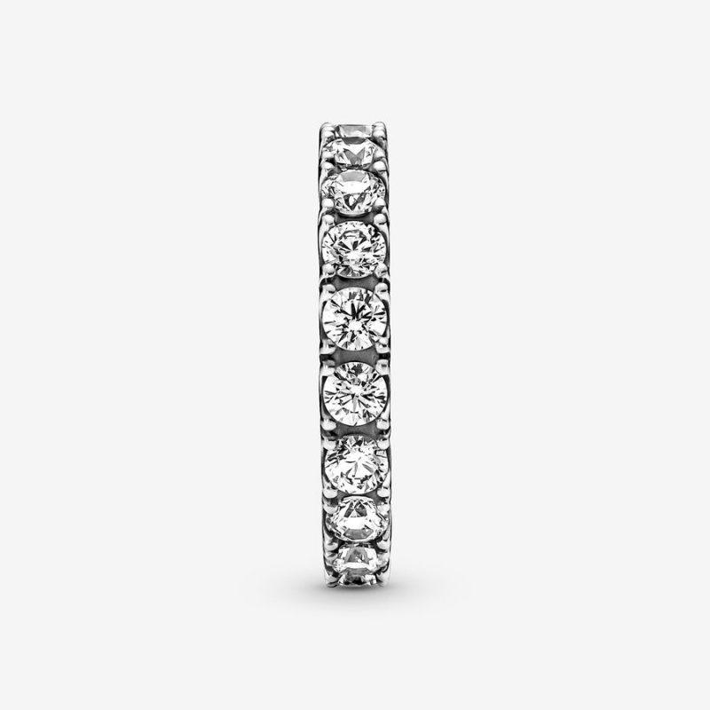 Sterling Silver Pandora Sparkling Row Eternity Band Rings | 247-AJBVWD