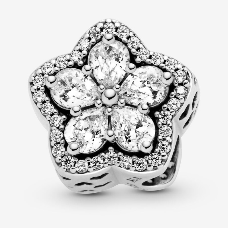 Sterling Silver Pandora Sparkling Snowflake Sliding Set Charm Holders | 408-PEQVSW