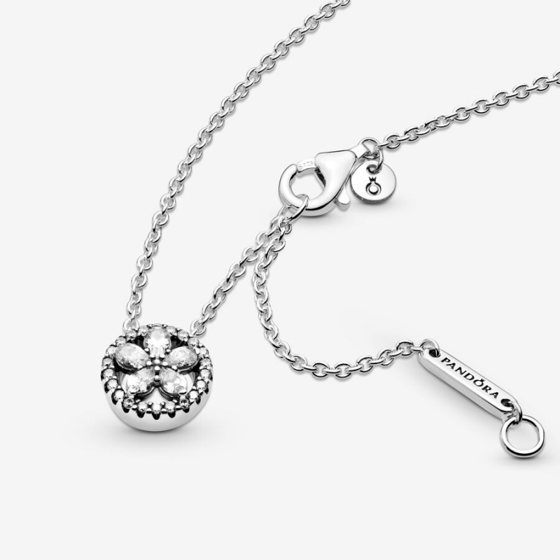 Sterling Silver Pandora Sparkling Snowflake Collier Pendant Necklaces | 861-KPENXT