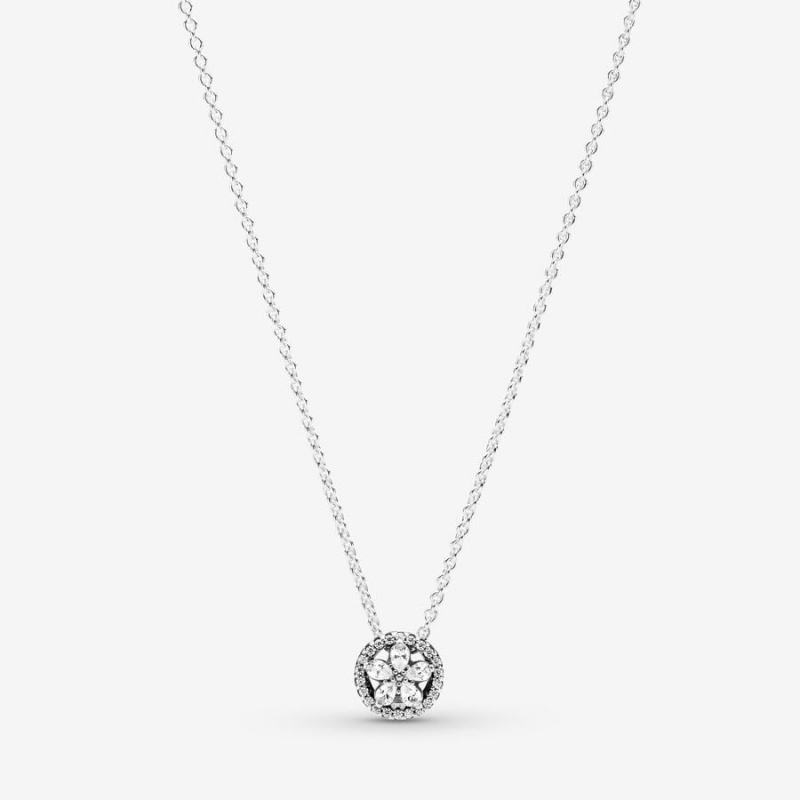 Sterling Silver Pandora Sparkling Snowflake Collier Pendant Necklaces | 861-KPENXT