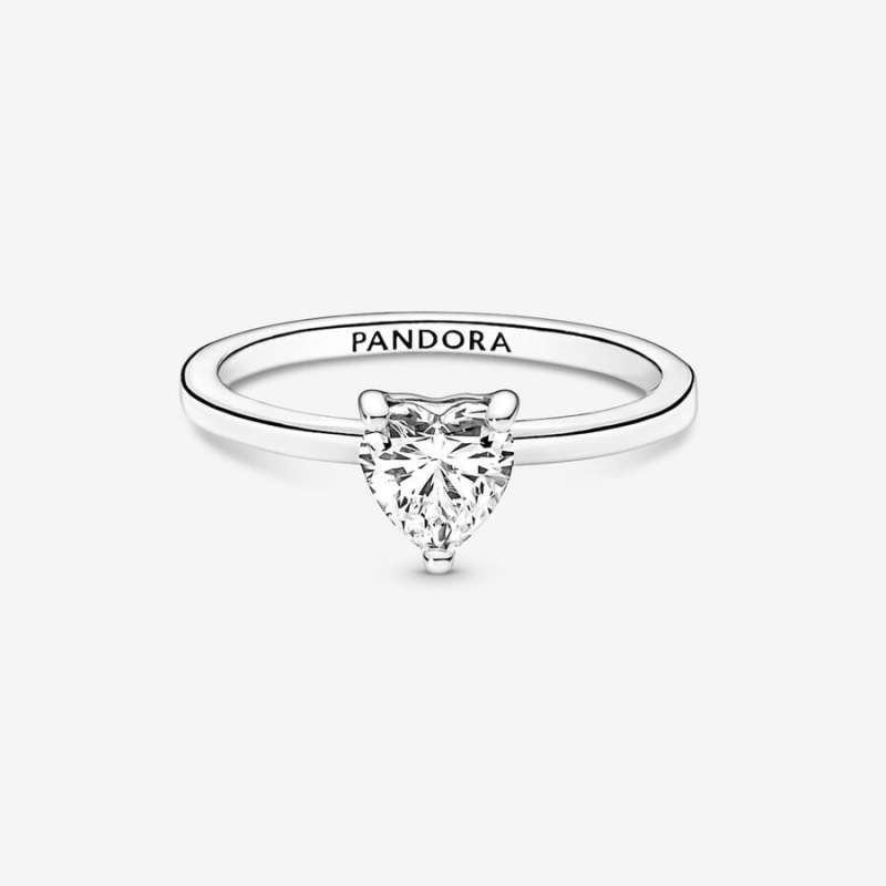 Sterling Silver Pandora Sparkling Solitaire Halo & Solitaire Rings | 743-XYJUAP