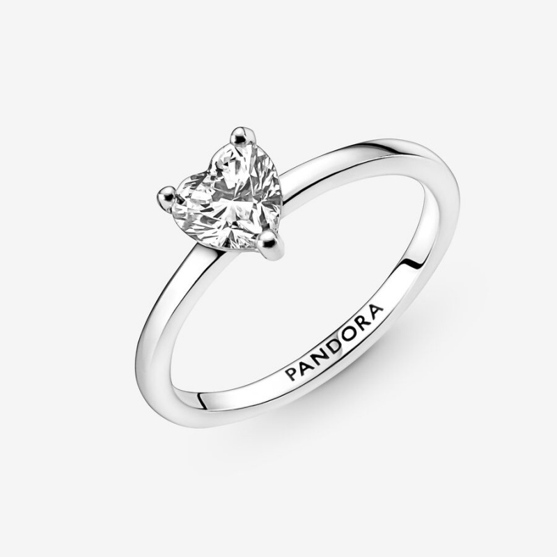 Sterling Silver Pandora Sparkling Solitaire Halo & Solitaire Rings | 743-XYJUAP