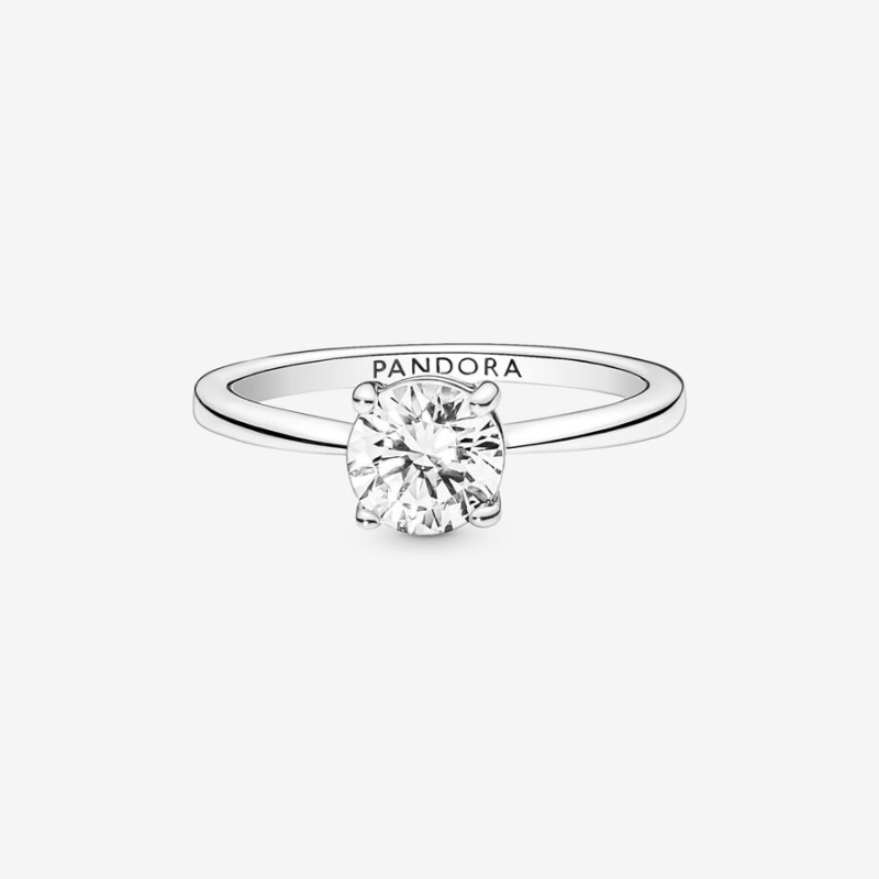 Sterling Silver Pandora Sparkling Solitaire Halo & Solitaire Rings | 178-IEZOPS