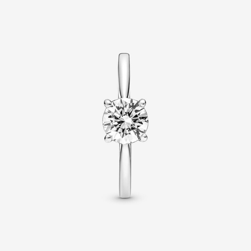 Sterling Silver Pandora Sparkling Solitaire Halo & Solitaire Rings | 178-IEZOPS