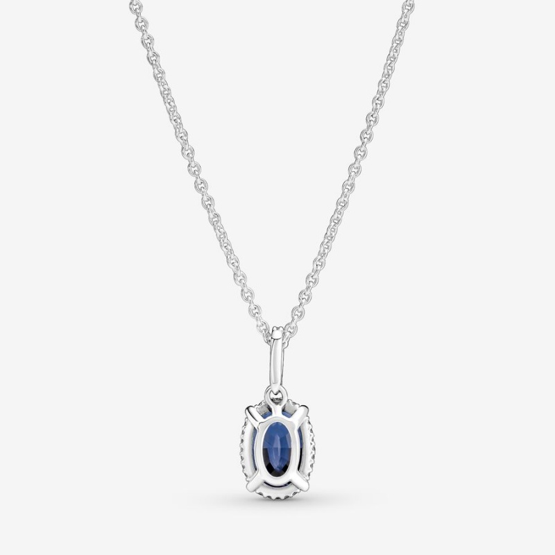 Sterling Silver Pandora Sparkling Statement Halo Pendant Necklaces | 106-EBIWGX