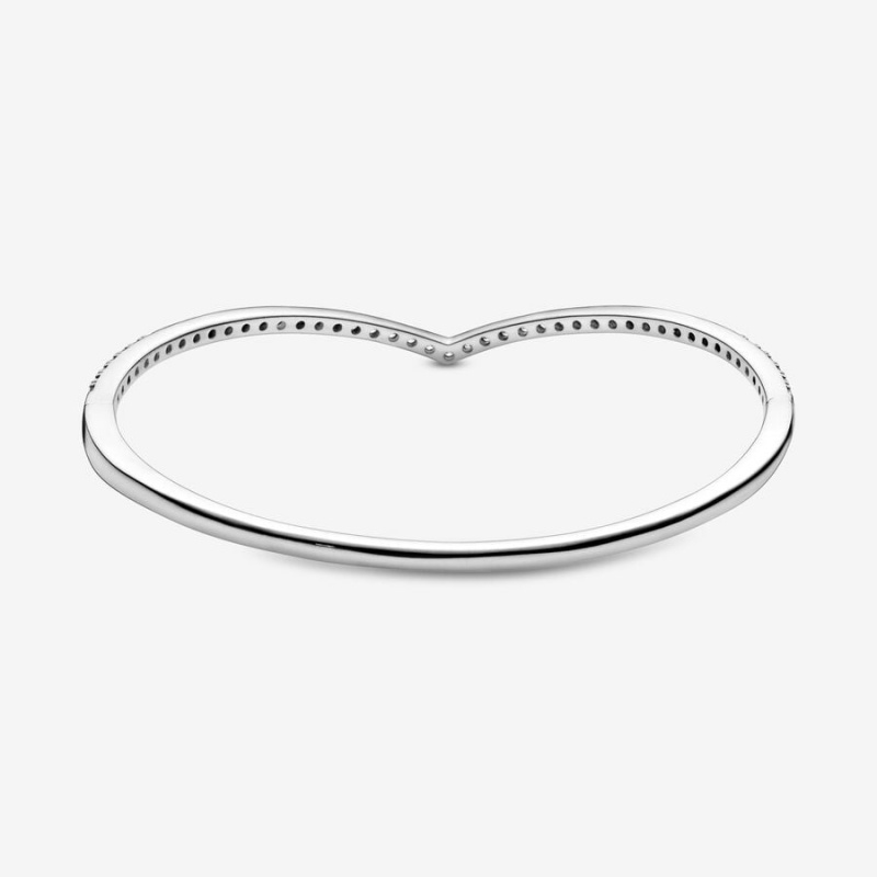 Sterling Silver Pandora Sparkling Wishbone Bangle Bangles | 726-BMHIUF