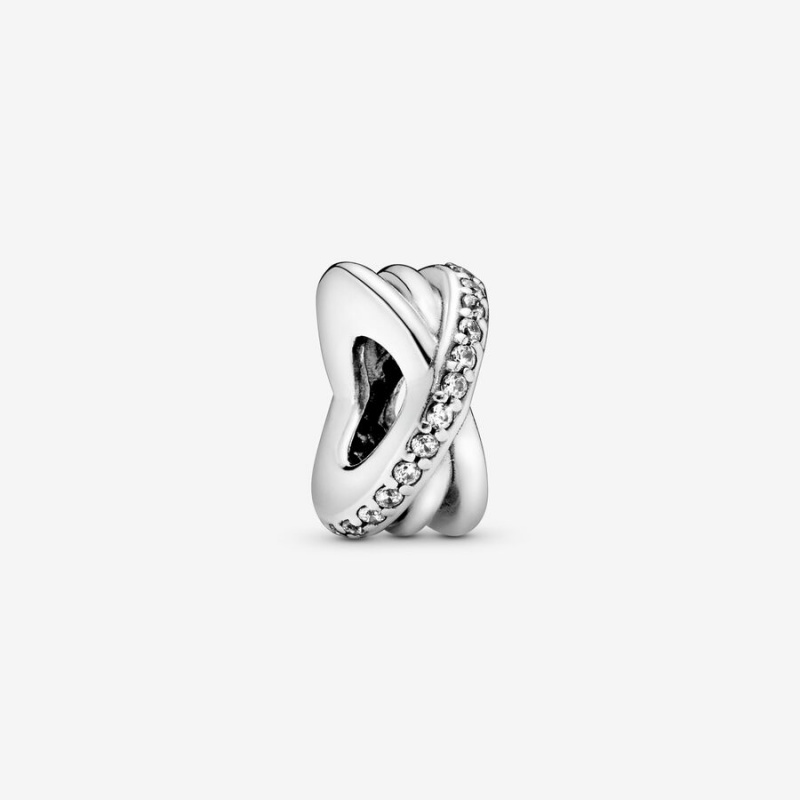 Sterling Silver Pandora Sparkling and Polished Lines Spacer Spacer Charms | 027-UKEIOF