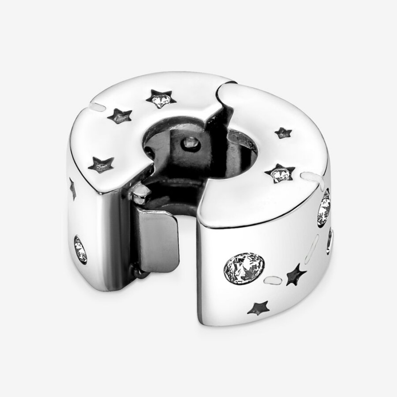 Sterling Silver Pandora Stars & Galaxy Clip Clips | 048-QMGXYI