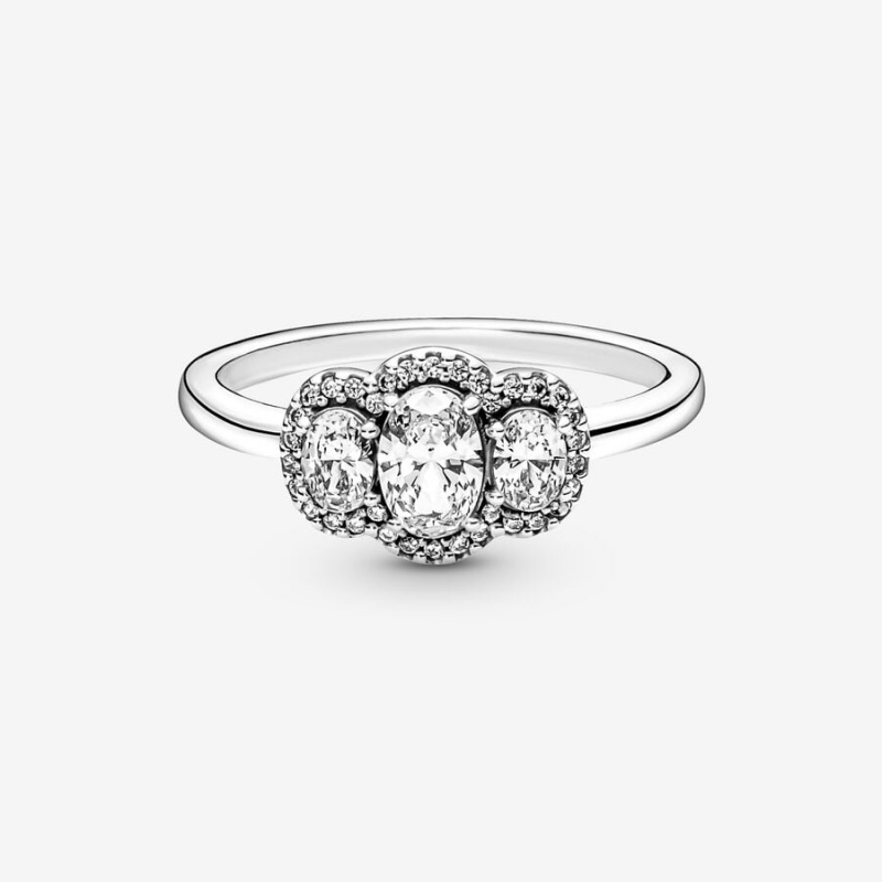 Sterling Silver Pandora Three Stone Vintage Statement Rings | 745-RJNUAS