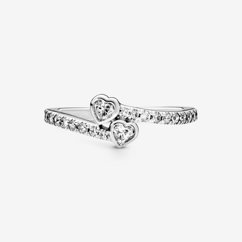 Sterling Silver Pandora Two Sparklings Heart & Promise Rings | 312-EXFTRN