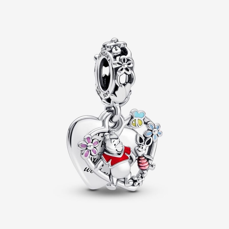 Sterling Silver Pandora Winnie the Pooh & Piglet Double Dangle Dangle Charms | 041-GBXUIV