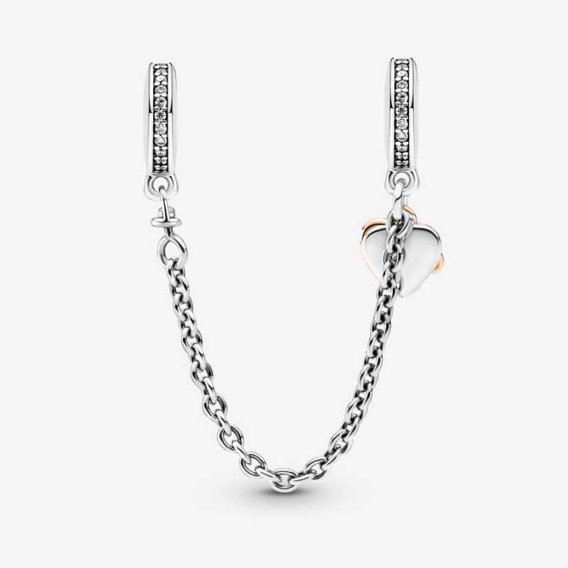 Two-tone Pandora Family Heart Safety Safety Chains | 368-DVWXNS