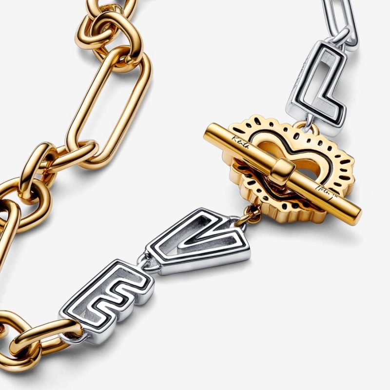 Two-tone Pandora Keith Haring x Two-tone Love Links Link Bracelets | 897-ZUMQVI