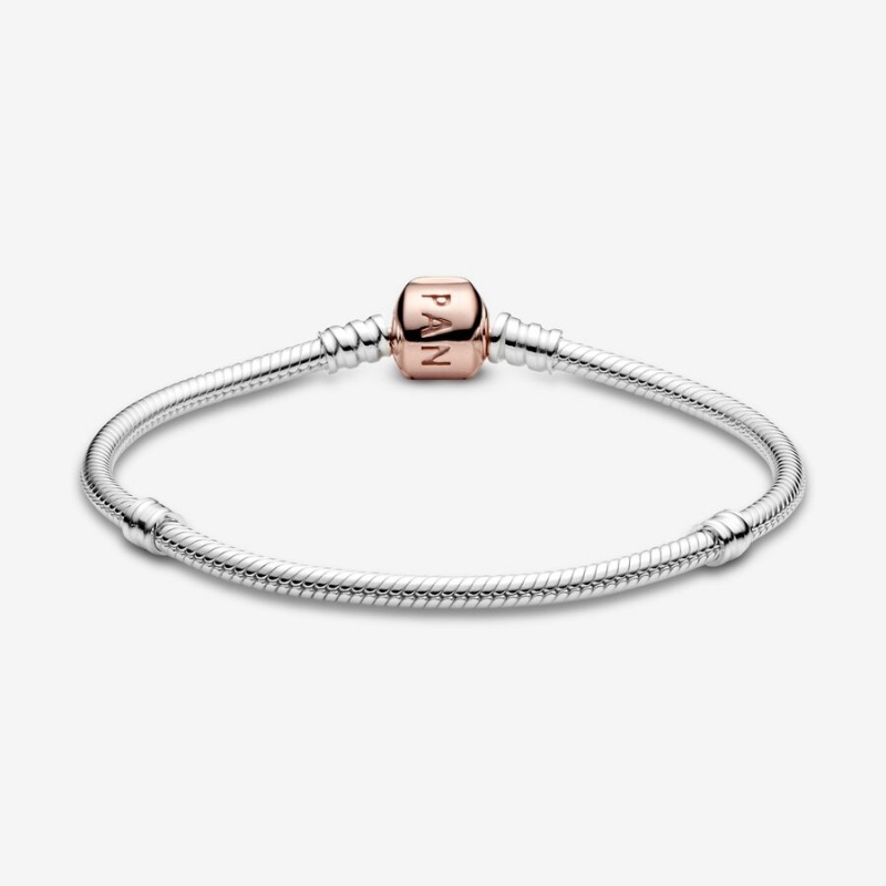 Two-tone Pandora Moments Snake Chain Bracelets | 895-EFLCMH