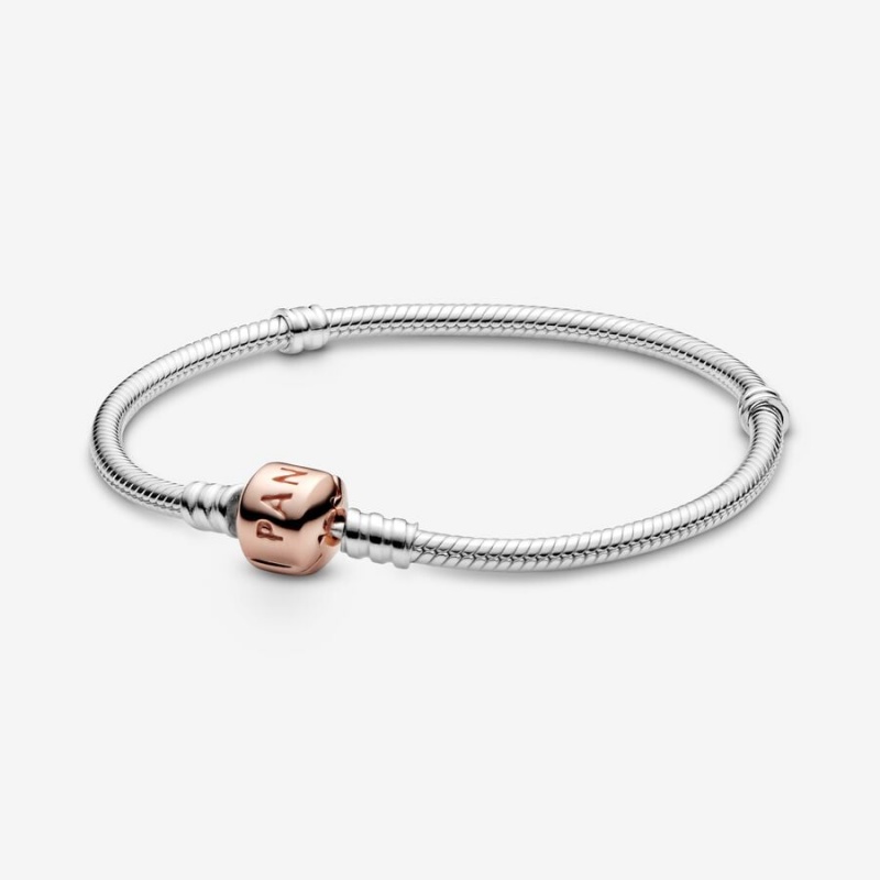 Two-tone Pandora Moments Snake Chain Bracelets | 895-EFLCMH