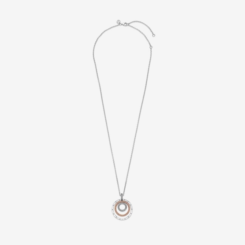 Two-tone Pandora Two-tone Circles Pendant Necklaces | 431-WTVOHJ