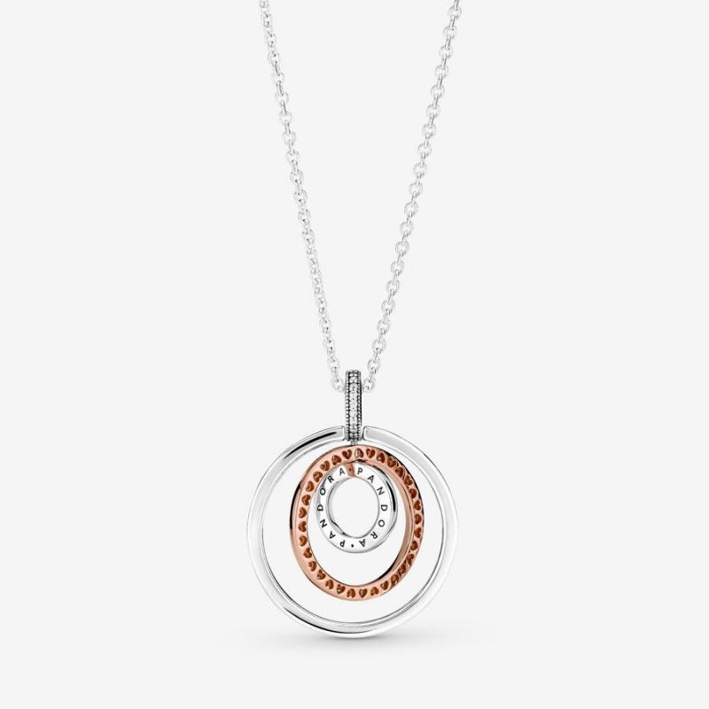 Two-tone Pandora Two-tone Circles Pendant Necklaces | 431-WTVOHJ