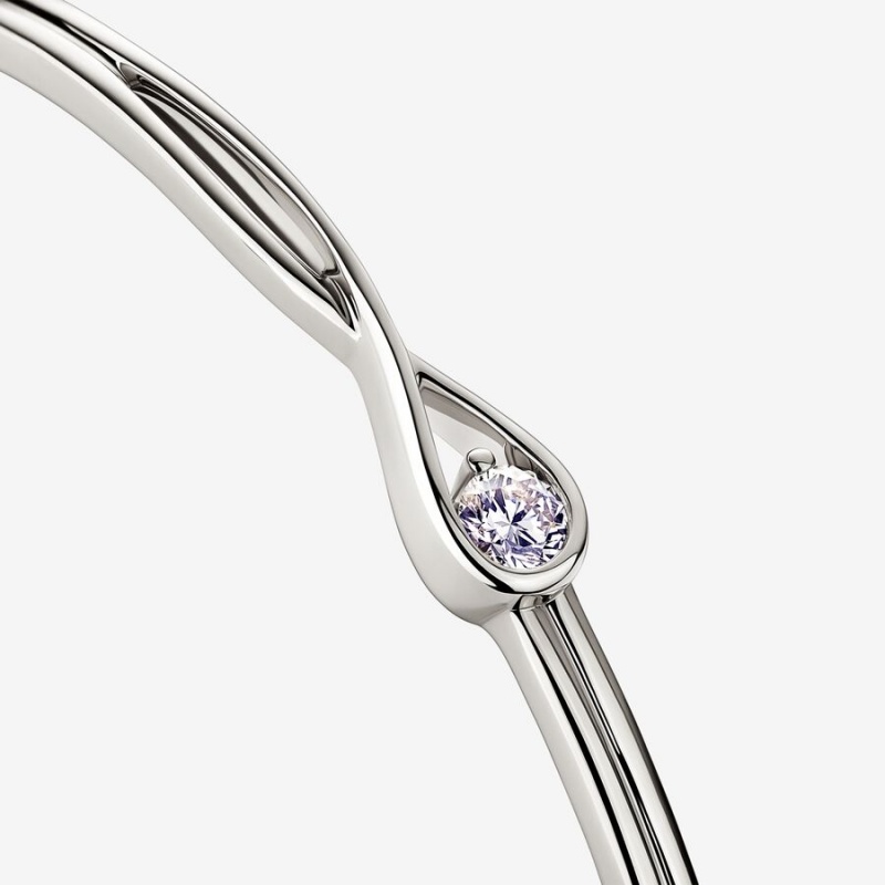 White Gold Pandora Brilliance 0.25 ct tw Bangle Bracelets | 610-FTJKBY