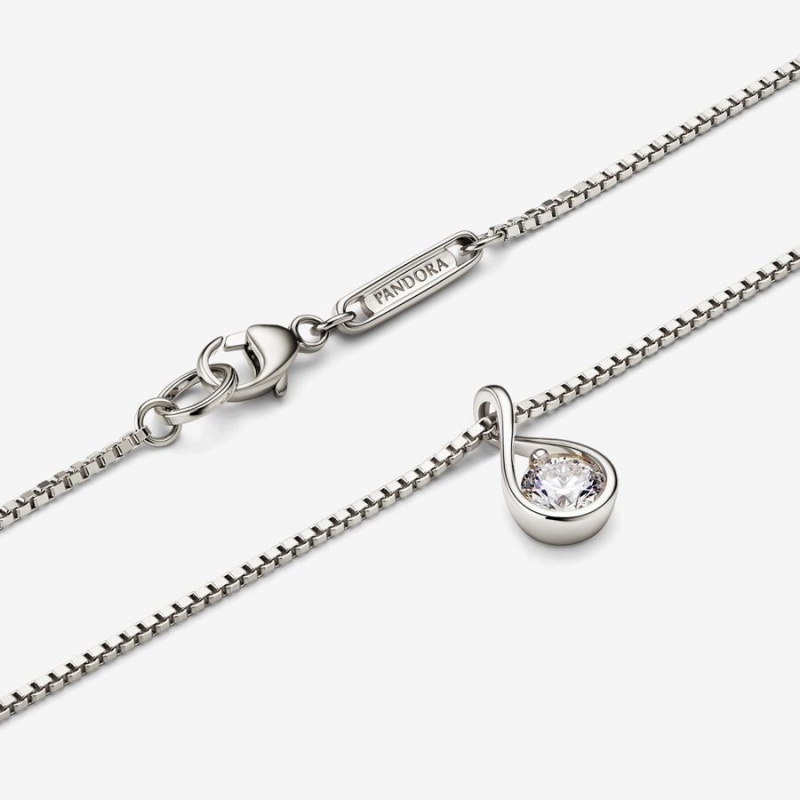 White Gold Pandora Brilliance 0.25 ct tw Diamond Necklaces | 948-VTNHCQ