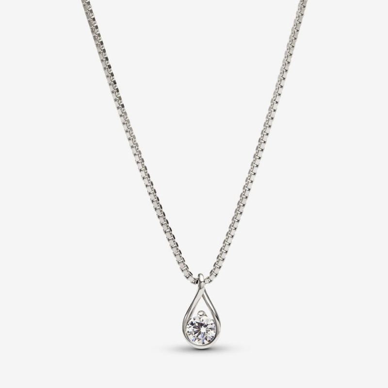 White Gold Pandora Brilliance 0.25 ct tw Diamond Necklaces | 948-VTNHCQ