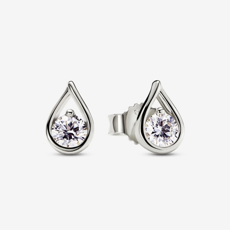 White Gold Pandora Brilliance 0.50 ct tw Stud Lab-Created Diamond Earrings | 364-KDZUFH