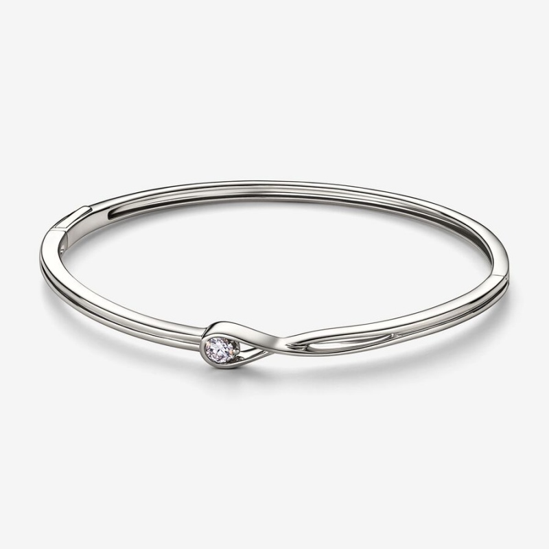 White Gold Pandora Brilliance Lab-created 0.25 ct tw Diamond Bangle Bangles | 784-DKBXPV