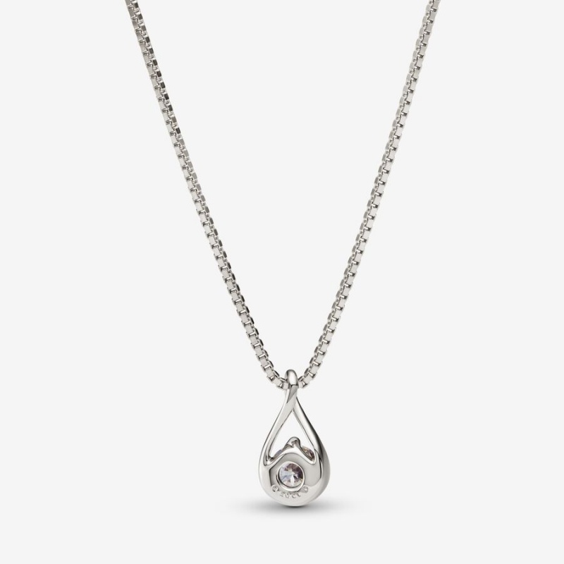 White Gold Pandora Brilliance Lab-created 0.50 ct tw Diamond Lab-Created Diamond Necklaces | 409-FCPDZW