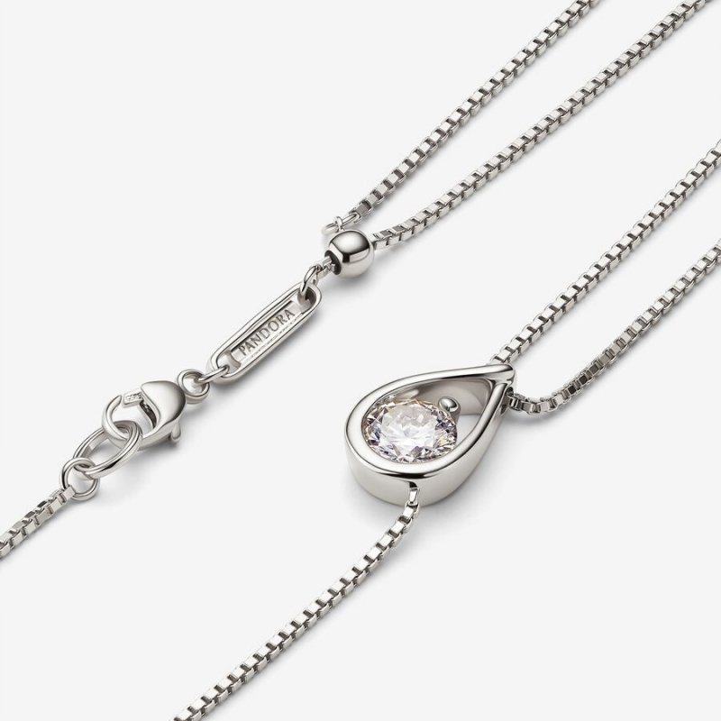 White Gold Pandora Brilliance Lab-created 0.75 ct tw Diamond Double Collier Lab-Created Diamond Necklaces | 628-YGOPKH