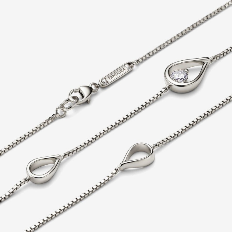 White Gold Pandora Brilliance Lab-created 0.50 ct tw Diamond Long Lab-Created Diamond Necklaces | 314-HRLTPV